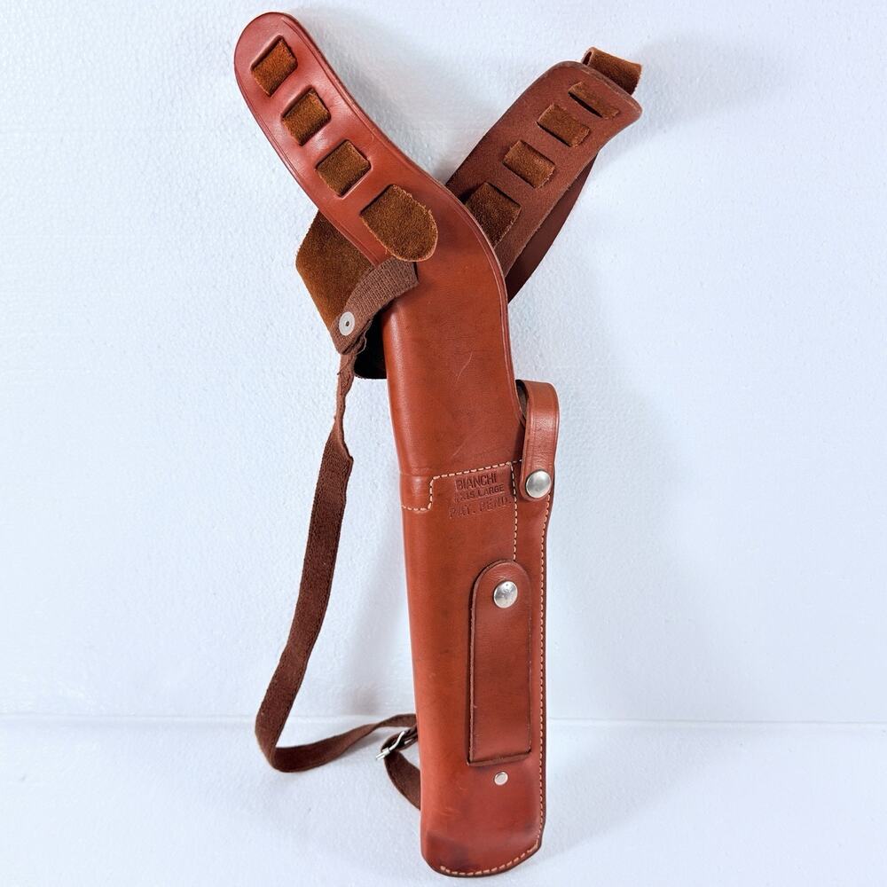 Vintage Bianchi X15 Large Leather Vertical Shoulder Holster RH Pat Pend Revolver